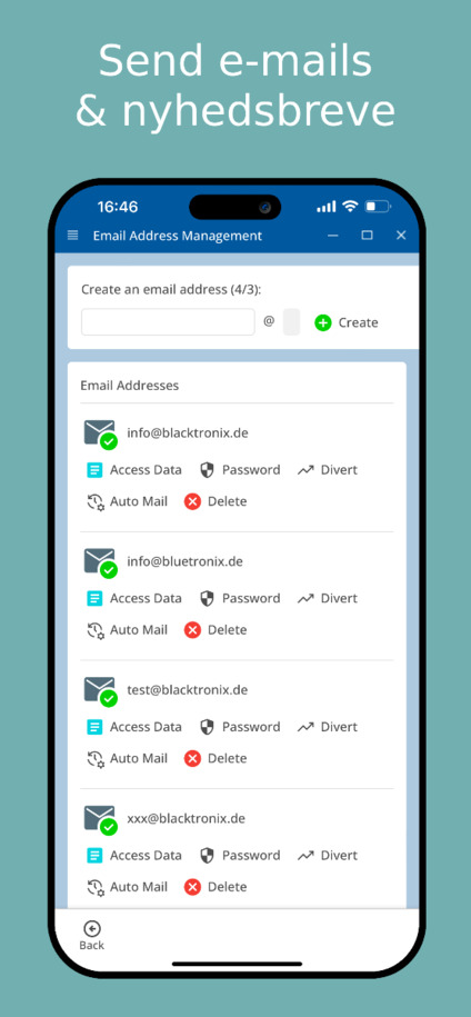 Send nyhedsbreve og e-mails via app – mobilvisning
